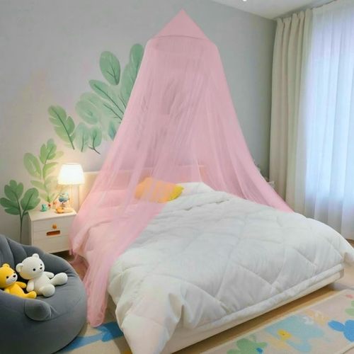 Eimilaly Bed Canopy Mosquito Net, Bed Canopy for Girls Room Decor - Insect Protection Hanging Canopy for Adults, Babies, Outdoor Camping, Pink/Single Door