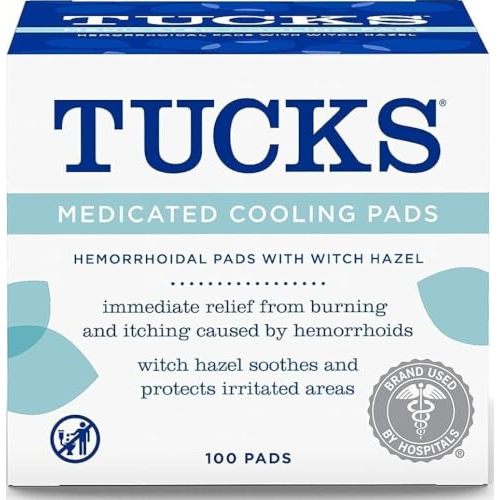 TUCKS Medicated Cooling Pads, 100 Count – Hemorrhoid Pads with Witch Hazel, Cleanses Sensitive Areas, Protects from Irritation, Hemorrhoid Treatment, Medicated Pads Used by Hospitals