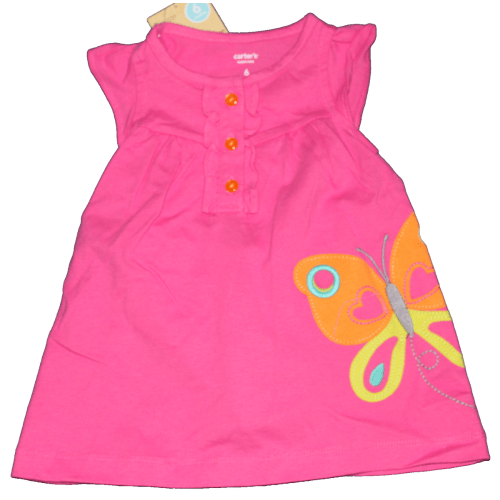 Carter's NWT Girl's 6 Mo. 2 Pc. Pink Knit Butterfly Dress & Diaper Cover Set
