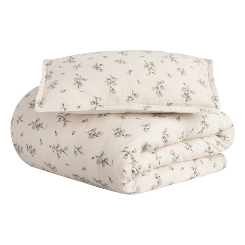 Cotton Muslin Bedding Set Bluebell Cream