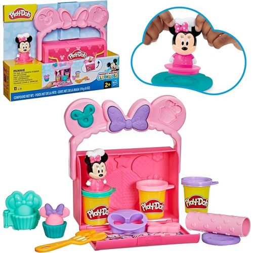 Play-Doh Disney Junior Mickey Mouse Clubhouse, On-The-Go Bakery Playset with Minnie Mouse, Play Food Preschool Toys, Arts & Crafts Gifts for Kids 2+