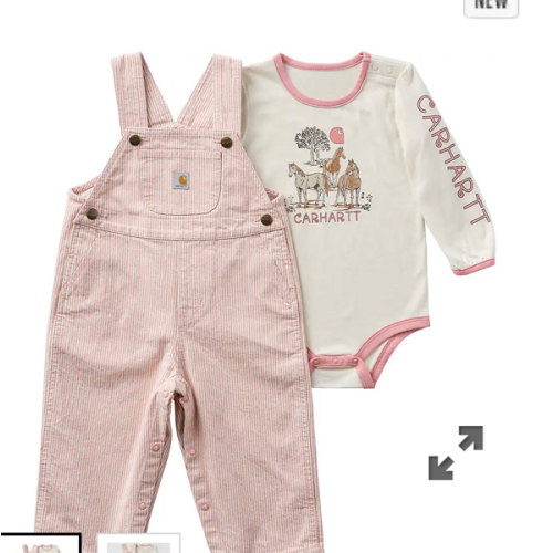Girls' 2-Piece Long Sleeve Bodysuit & Stripe Overall Set (Baby) | Carhartt