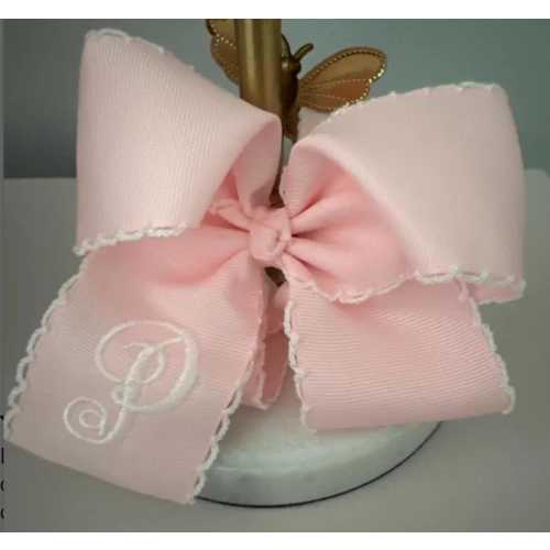 Monogrammed Hair Bow: Moonstitch Ribbon for Infant
