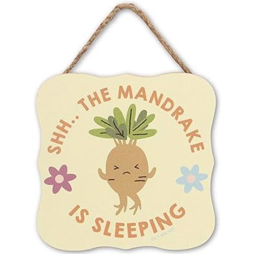 Harry Potter Shh The Mandrake Is Sleeping Hanging Wood Wall Decor - Adorable Mandrake Sign for Nursery or Bedroom