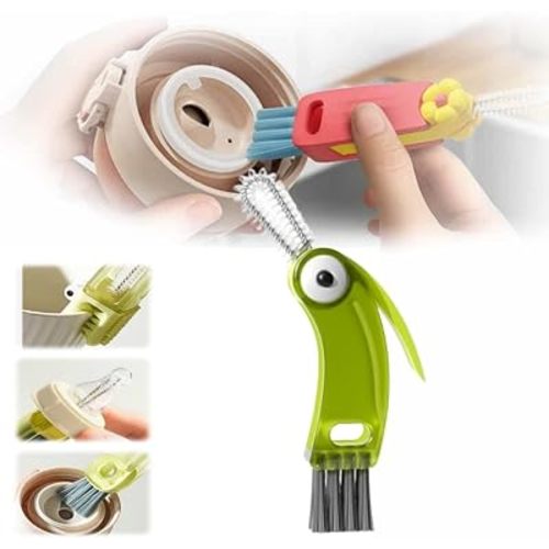 3 in 1 Cup Lid Cleaning Brush, 2024 Upgrade Crevice Cleaning Brush Set for Baby Bottle Gap Tight Spaces Cup, 3 in 1 Multifunctional Cleaning Brush Portable Cup Lid Cleaner with Brush (A1)