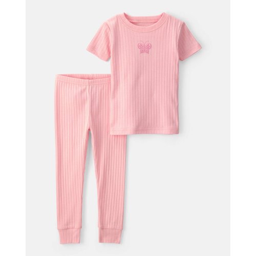Baby Girl Butterfly Rib Snug Fit 2-Piece Pajama Set - Pink | Carter's
