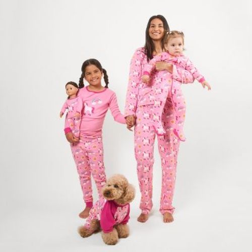 Leveret Matching Family Pajamas Unicorn Rainbow Print