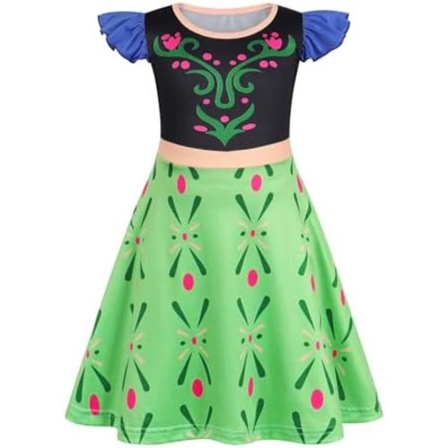 Jurebecia Girls Nightgowns Princess Pajamas Nightdress for Toddler Kids Sleepwear Flutter Short Sleeves Nightie Dress