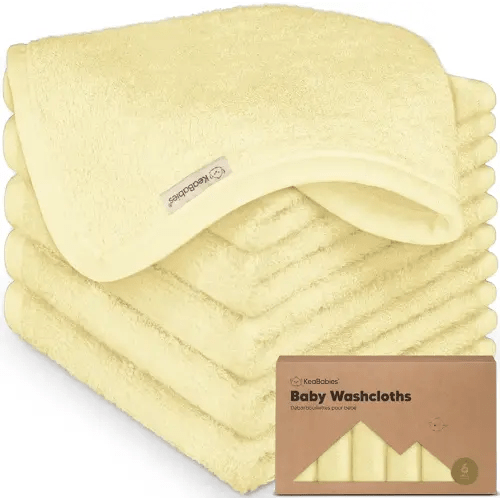 6-Pack Baby Washcloths - Soft Absorbent Viscose from Bamboo Wash Cloths for Babies, Kids, Toddlers, Infant, Newborn Bath Towels, Gentle on Sensitive Skin, 10x10 Reusable Face Towels (Sunshine)