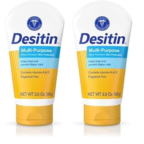 Desitin Skin Protectant and Diaper Rash Ointment Multi-Purpose with Vitamins A & D, Travel Size, 3.5. Oz Tube (Pack of 2)