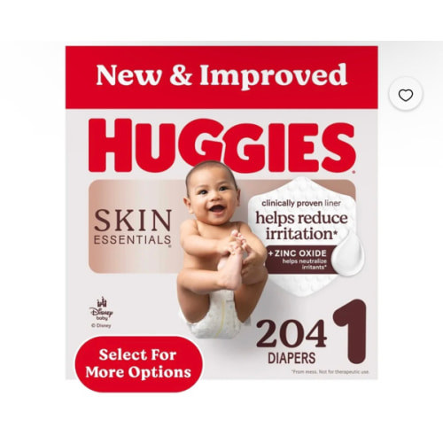 Huggies Skin Essentials Pañales para Bebé, Talla 1 (8-14 Lb), 204 Unidades (Seleccione para Más Opciones)