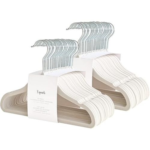 3 Sprouts Velvet Baby Hangers, Non Slip Slim, Cream, 50 Pack