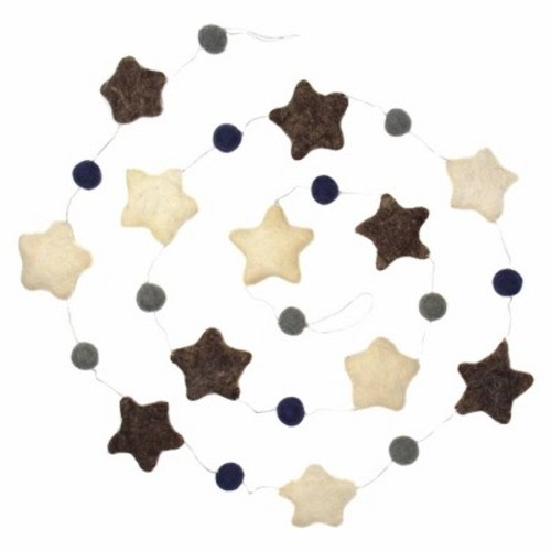 Slickblue Adroable Handcrafted 48" Wool Felt Star & Sphere Garland for Nursery – in Grey & Blue