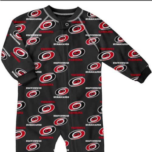 Carolina Hurricanes Red Baby Raglan Zip Up Coverall Romper Pajamas - 133426385