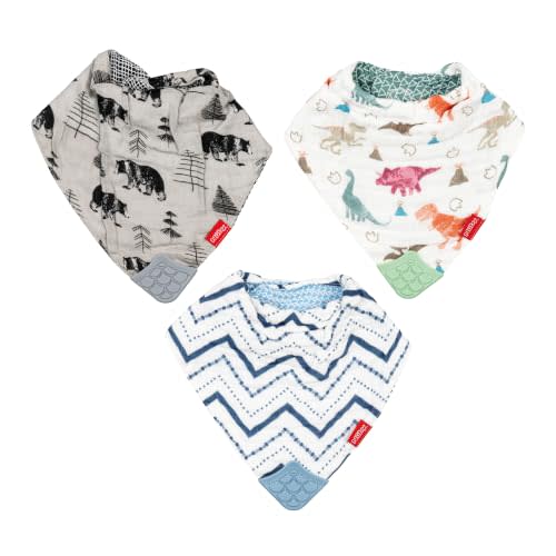 Nuby Baby Bibs - 3 Pc Muslin Bibs - Reversible 100% Natural Cotton Teething Accessory for Girls and Boys, Baby Essentials
