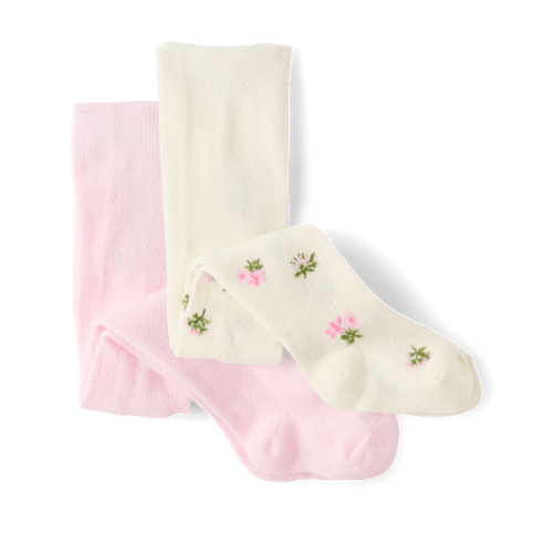 Baby Girls Floral Pointelle Tights 2-Pack - Multi