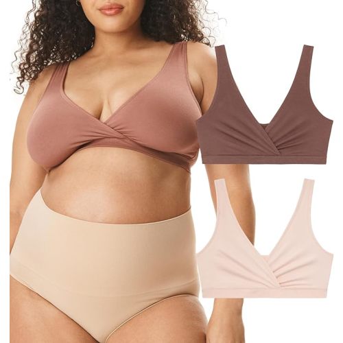Motherhood Maternity Women's Soft Cotton Spandex Wrap Front Maternity & Nursing Sleep Bralette Bra S-3x