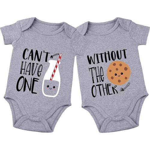 listery Funny Twin Outfits Bodysuits Clothes Boy Girl Twins Rompers 2 Pack Baby Matching Outfits For Newborn Infant