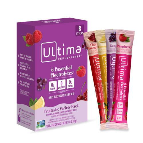 Ultima Replenisher, Electrolyte Drink Mix Packets, Sugar Free Daily Hydration Powder, Fruitastic Variety Pack, 8 Count Stickpacks