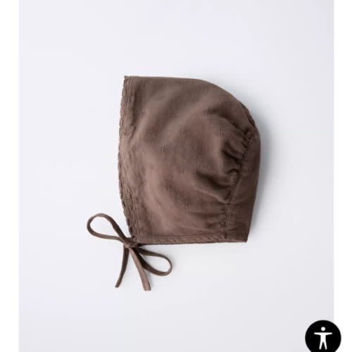 EMBROIDERED LACE BONNET - Brown | ZARA United States