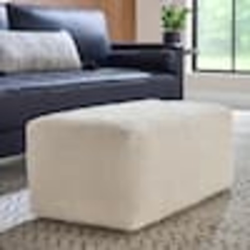 Home Decorators Collection Hand Woven Oversized Ivory Rectangular Boucle Pouf Ottoman AXCPFHD-007