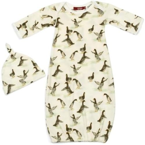Milkbarn Newborn Gown and Hat Set - Baby Nightgown - Soft & Gentle - Stylish Announcement Outfit for Boys & Girls
