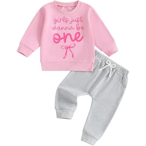 WZTYYDS Baby Girl First Birthday Outfit In My One Year Old Era Sweatshirt Fall Long Sleeve 1st Birthday Shirt Pants Set