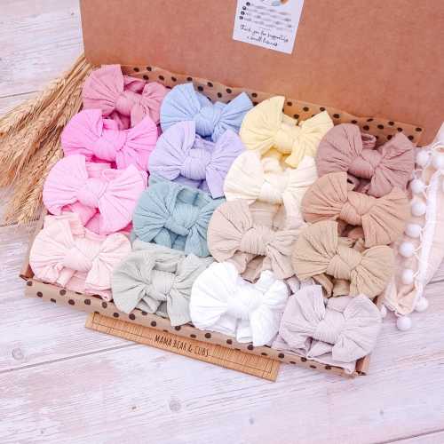 Baby Girl Headband & Bows | Soft Baby Headbands I Bow Bundle Hairband Hairbow | Baby Shower Gift | New Baby Gift | Baby Girl Gift Box