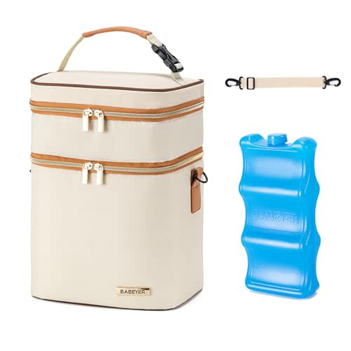 BABEYER Breastmilk Cooler Bag with Ice Pack Fits 6 Baby Bottles Up to 9 Ounce