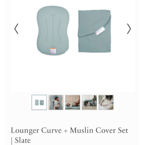 Lounger Curve + Muslin Cover Set | Slate