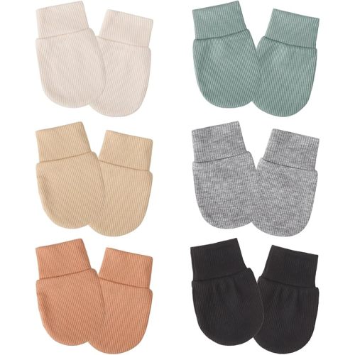 AQOKKA Newborn Baby Mittens No Scratch Elastic Wrist Gloves Infant Toddler Mittens for Baby Boy Girl 0-6 Months