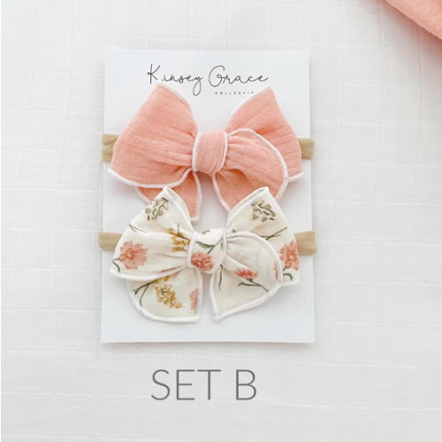 Floral Bow Set, Baby Headband Set, Baby Girl Bows, Newborn Bows, Toddler Hair Clips, Womens Hair Bows, Newborn Headband, Fable Baby Bows