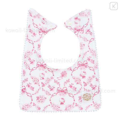 Japan Sanrio Original Square Bib - Hello Kitty : Sanrio Baby Elegant Floral