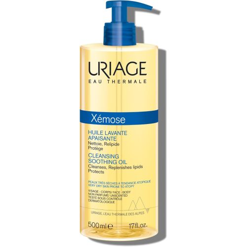 URIAGE Xémose Cleansing Soothing Oil | Mild Foaming Nourishing Gel-in-oil, Face & Body, Fragrance & Soap-Free