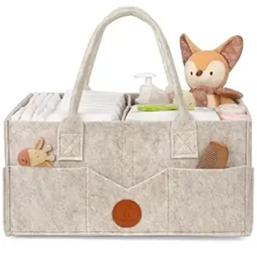 Maliton Felt Diaper Caddy Organizer for Changing Table - Large, Khaki