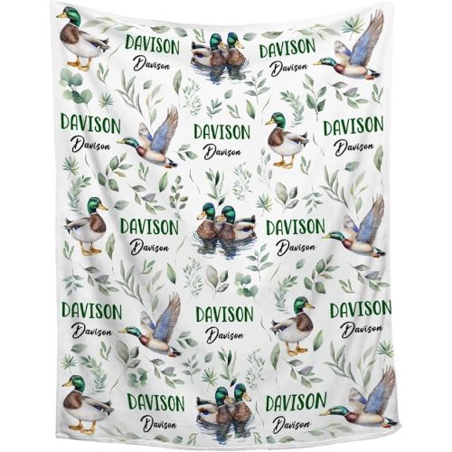 Personalized Baby Mallard Duck Blanket,Custom Baby Blanket with Name, Customized Blankets for Boys & Girls,Soft Cozy Receiving Blankets for Toddlers,30''x 40'' for Baby