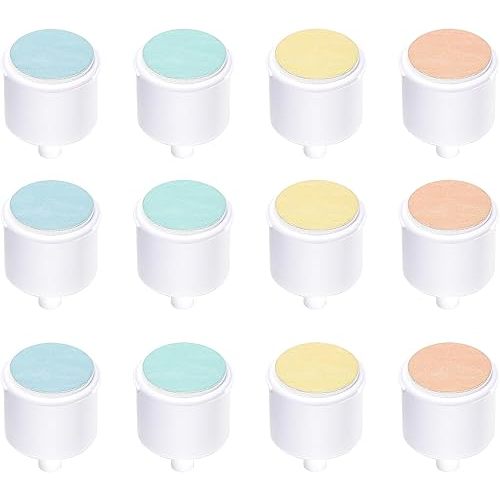 Replacement Pads Compatible with Frida Baby Electric Nail Buffer, 12 Pieces Baby Nail Trimmer Pads Grinding Heads Suits to Newborn and Adults (4 Colors)