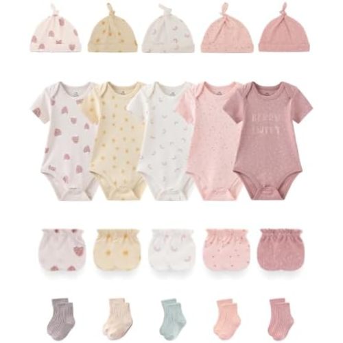 Baby Short Sleeve Bodysuits and Accessories Set Cotton Baby Clothes