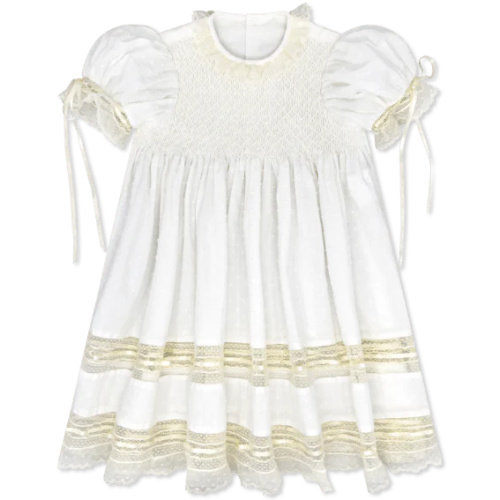 Margaret Dress - Spring White Swiss Dot with Ecru