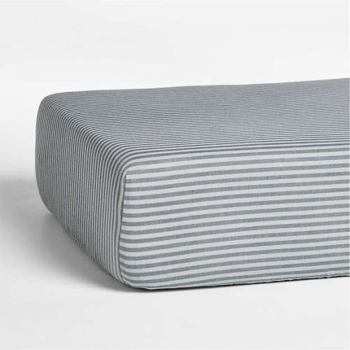 Supersoft Striped Deep Indigo Organic Cotton Gauze Baby Crib Fitted Sheet