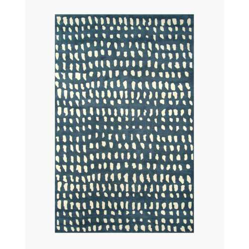 Painterly Dots Hand-Tufted Wool Rug in Navy