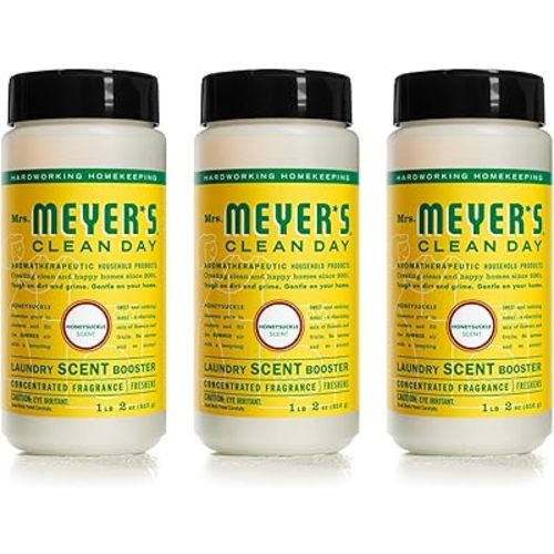 Mrs. Meyer's Laundry Booster, Pair with Liquid Laundry Detergent, Honeysuckle, 18 Ounce (Pack of 3)