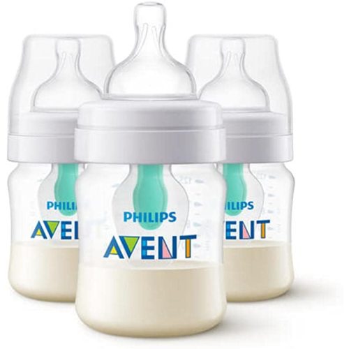 Philips Avent Anti-colic Baby Bottle with AirFree Vent 4oz, 3 pack, SCY701/03, Clear