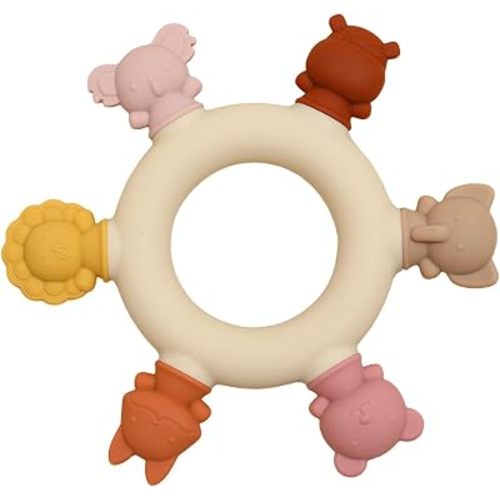 Baby Teething Toys 6-12 Months Teethers for Babies 3-6 Months Soft Cute Animals for Newborn Infants Food-Grade Silicone Baby Essential Chew Toys for Tiny Hands Easy Grip Teething Relief BPA Free
