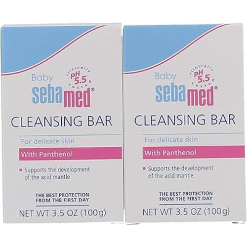 SEBAMED Baby Ultra Mild Cleansing Bar Pack of 2 - Hypoallergenic Non-irritating Cleanser with Vitamins and Amino Acids 3.5 Ounces (100g) 2pk