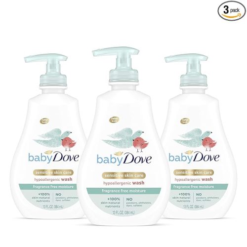 Baby Dove Tip to Toe Baby Body Wash For Baby's Sensitive Skin Sensitive Moisture Washes Away Bacteria, Fragrance-Free and Hypoallergenic Baby Soap, 13 Fl Oz (Pack of 3)