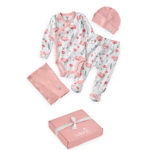 Baby Girls' Organic Cotton Take Me Home Baby Layette Gift, 5-Piece Set