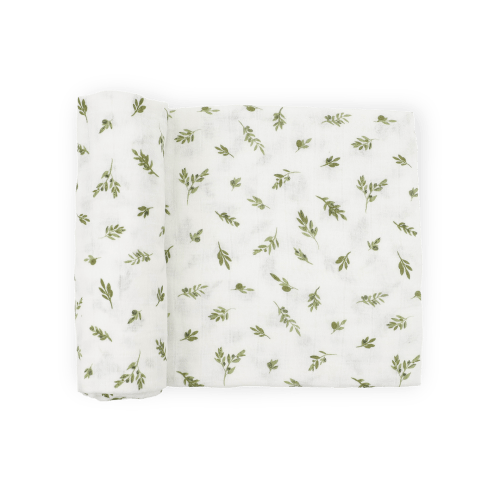 Organic Cotton Muslin Swaddle Blanket - Olive Branch