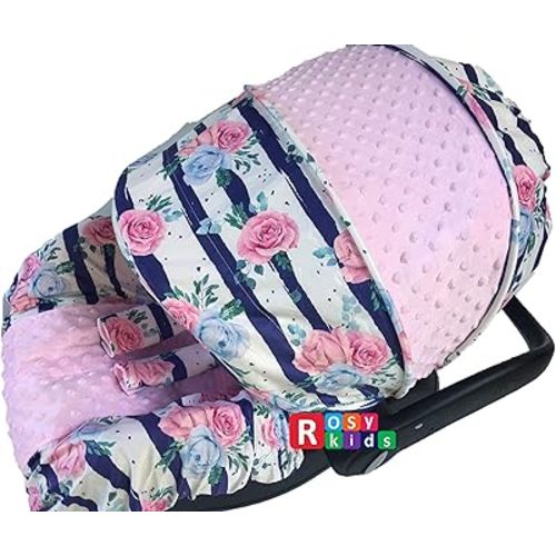 Rosy Kids Infant Carseat Cover Canopy 3pc Whole Caboodle Baby Car Seat Liner Kit 02AT01