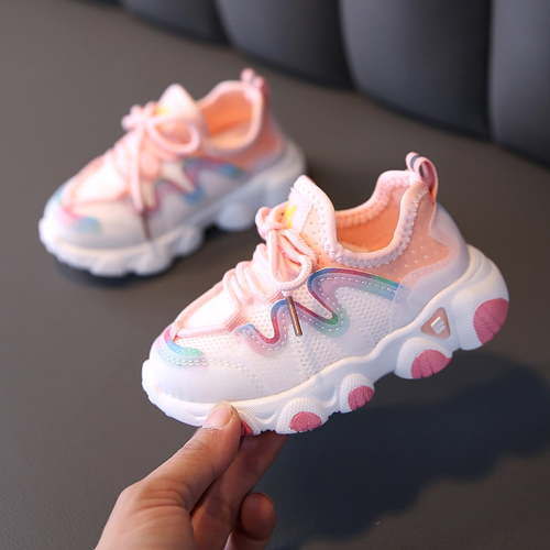 UTTOASFAY Toddler Shoes Toddler Infant Kids Baby Girls Mesh Shoes Breathable Lace Up Soft Shoes Sneakers Pink 12-15Months
